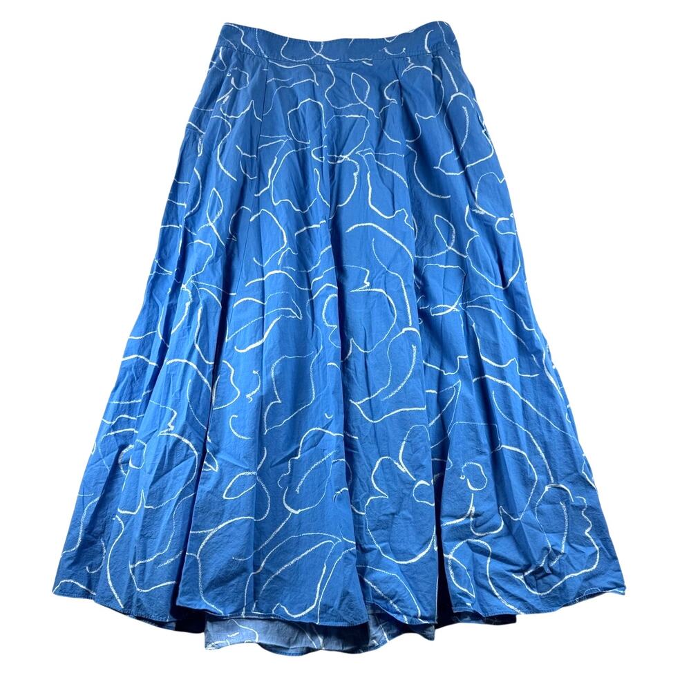 Madewell Signature Poplin Maxi Skirt 8 Linear Bloom Blue Lightweight Cotton